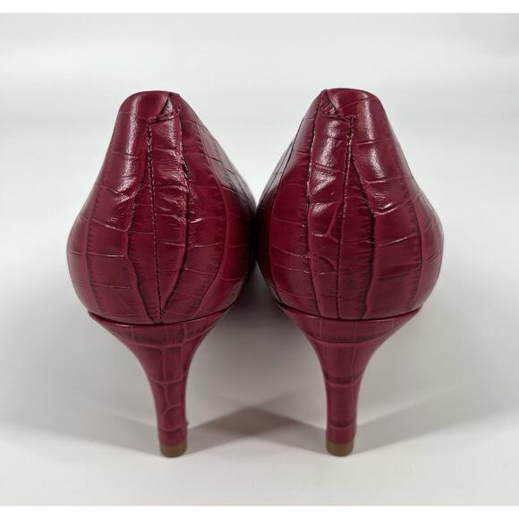 CLARKS Cushion Plus Fuchsia Leather Embossed Laina55 Classic Pump Heels - Picture 7 of 11